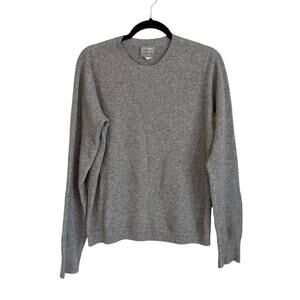 Save Khaki Sweater Mens M Gray 100% Cashmere Long Sleeve Casual Preppy Pullover